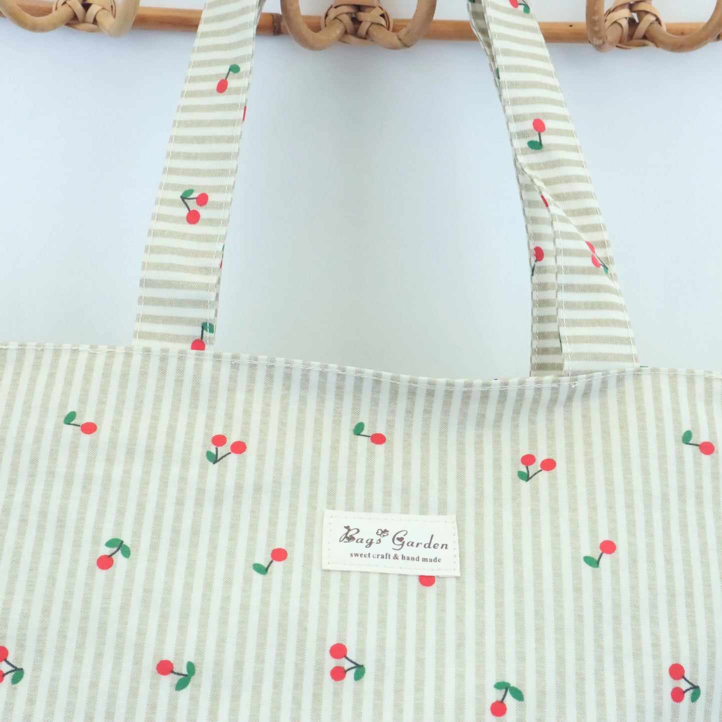 Bolsa de playa ligera impermeable cerezas beige Bags Garden