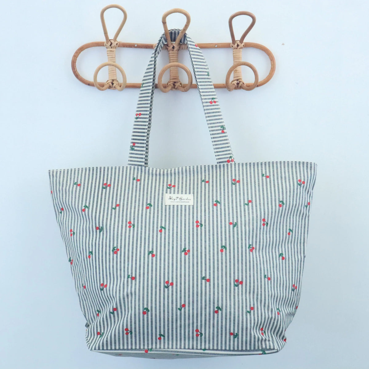 Bolsa de playa ligera impermeable cerezas gris Bags Garden