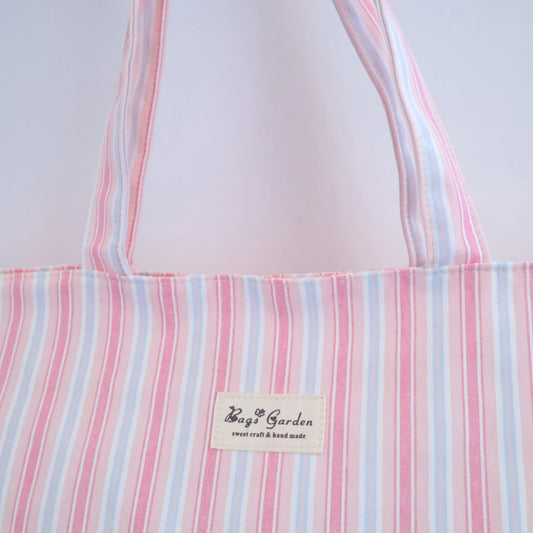 Bags Garden tote bag Bolso de playa de algodon Rayas Pastel Rosa Bags Garden Bags Garden