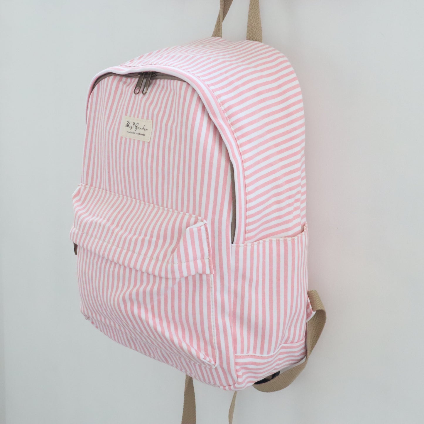 Bags Garden mochila Mochila maxi algodon Raya ancha Rosa Bags Garden Bags Garden