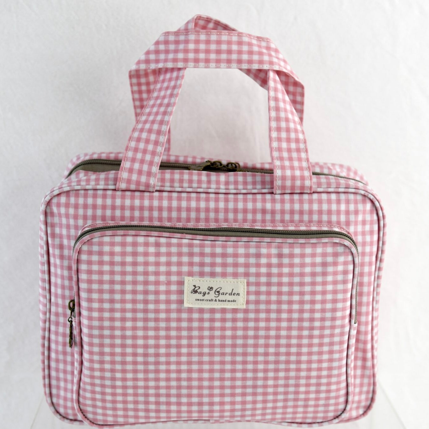 Bags Garden bolso de mano Neceser compartimentos waterproof Vichy Rosa Bags Garden Bags Garden