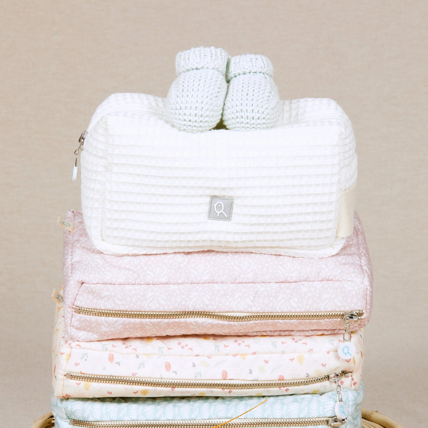 Neceser del bebe Bapum Kids Neceser del bebe Waffle crudo para Pañales