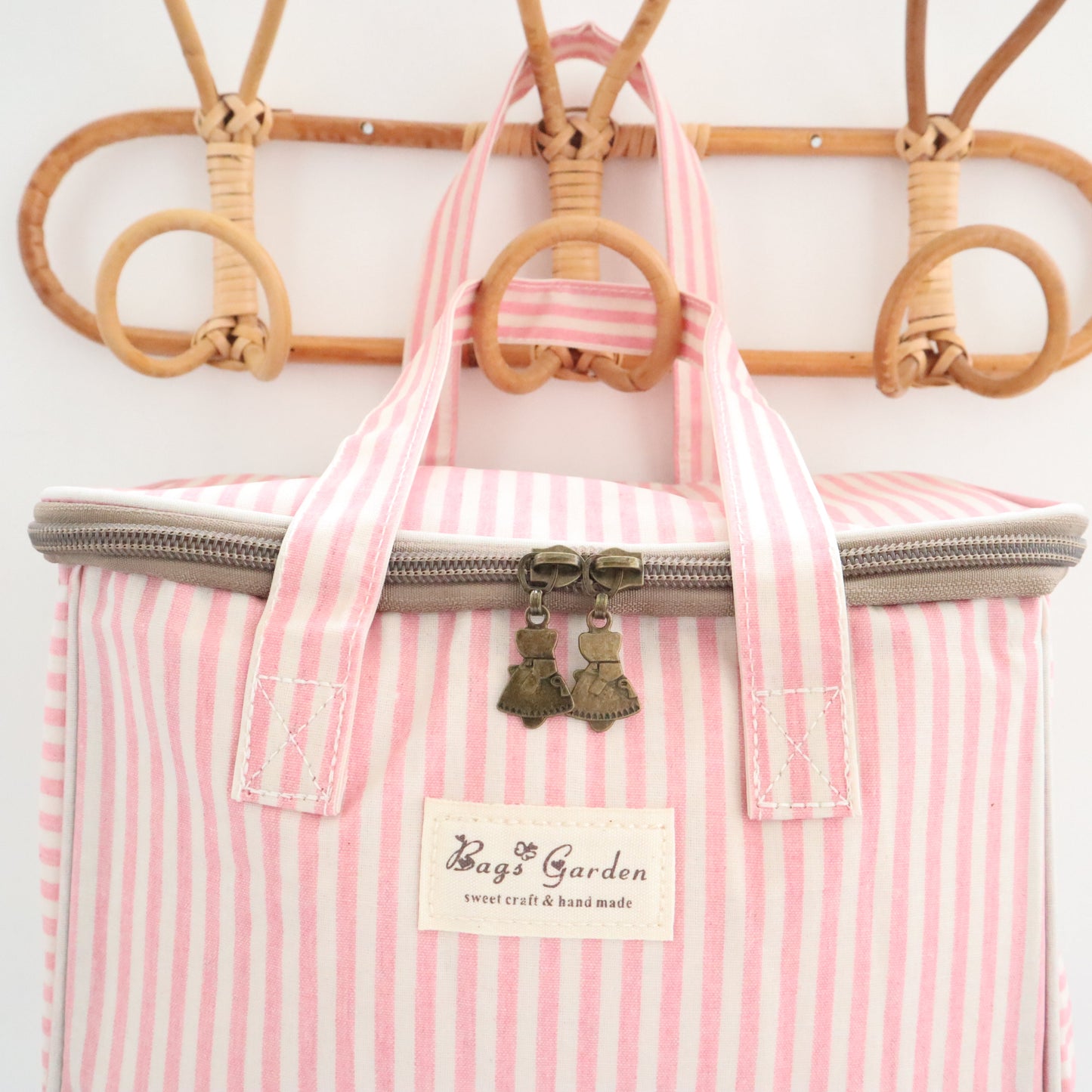 Bags Garden bolso de mano Nevera impermeable Bags Garden cuadrada Rayas Rosa Bags Garden