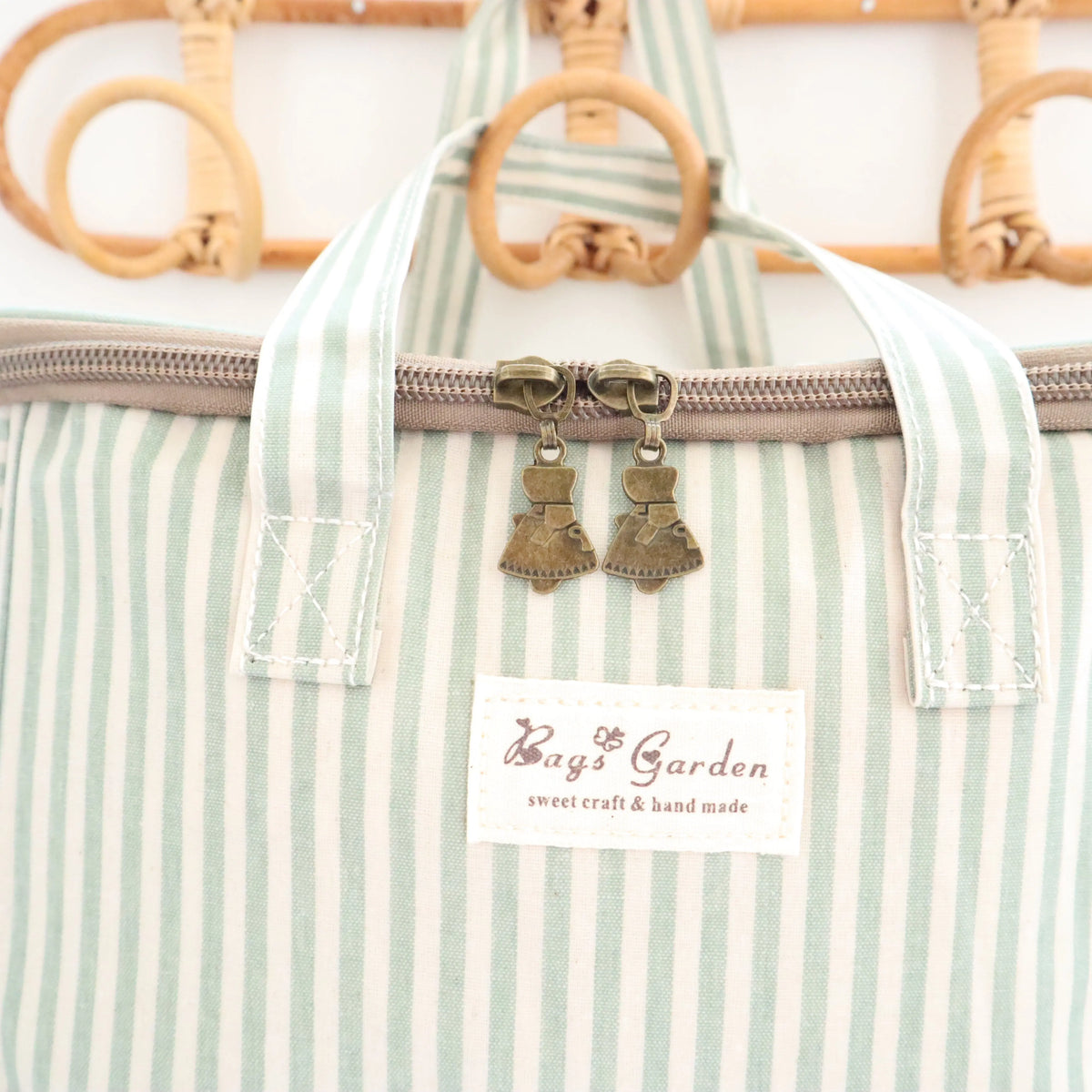 Bags Garden bolso de mano Nevera impermeable Bags Garden cuadrada Rayas Verde Mint Bags Garden