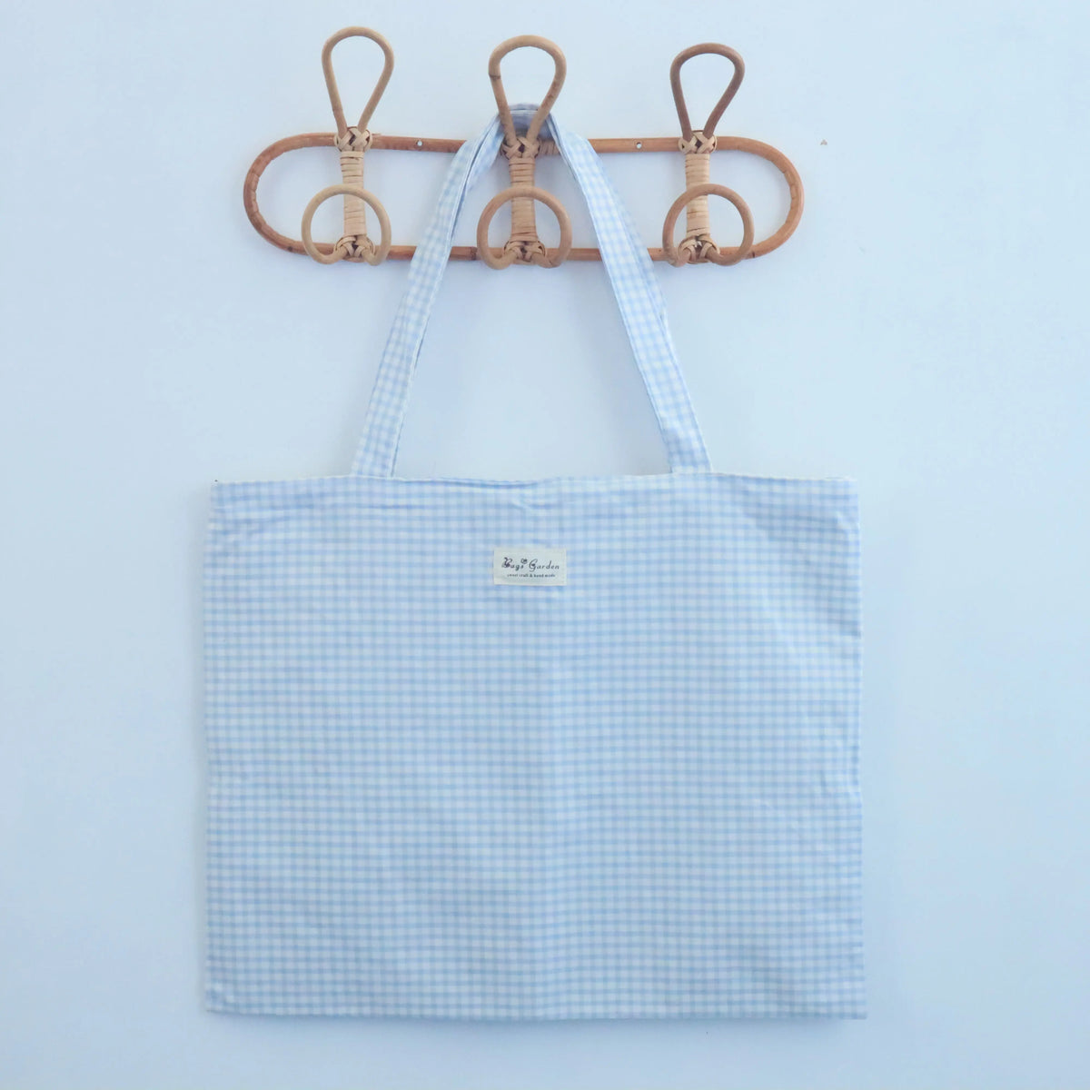 Tote bag shopper de algodon Vichy Celeste Bags Garden