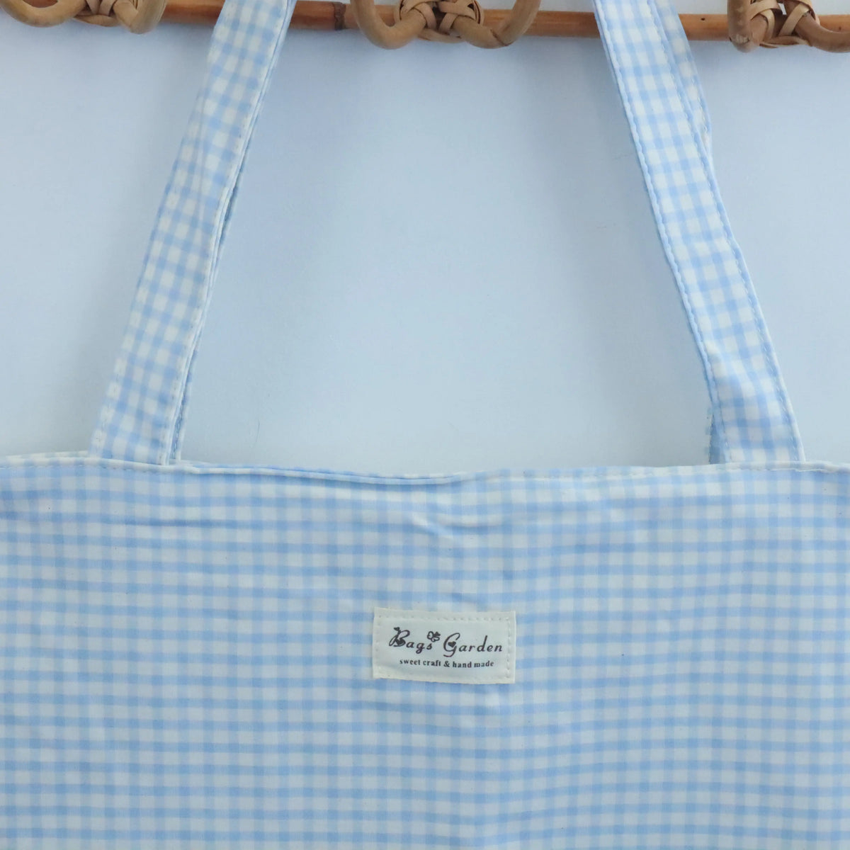 Tote bag shopper de algodon Vichy Celeste Bags Garden