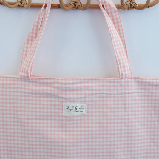 Tote bag shopper de algodon Vichy Salmón Bags Garden