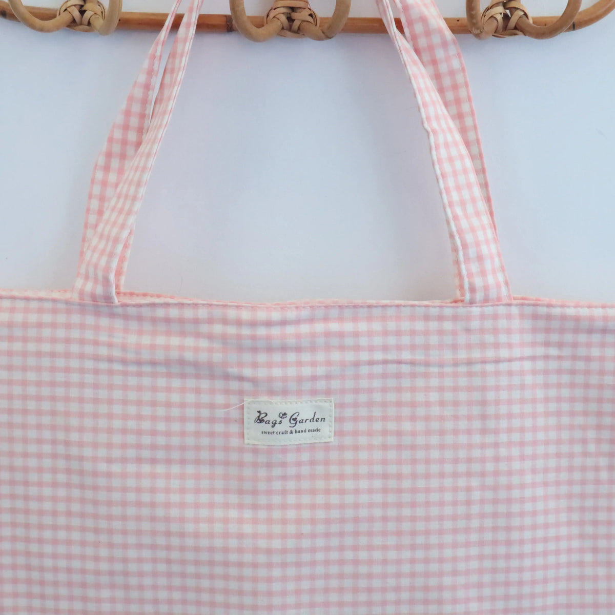 Tote bag shopper de algodon Vichy Salmón Bags Garden