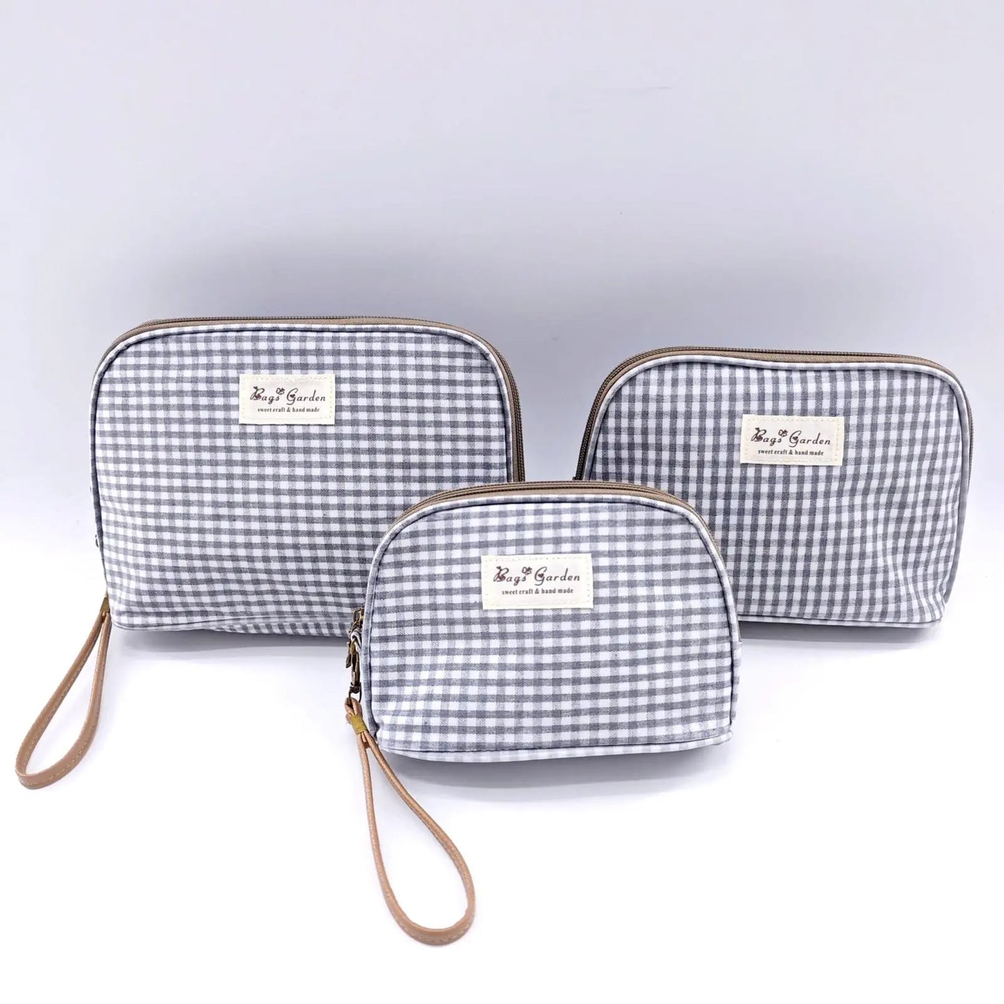 Trío de neceseres waterproof Vichy Gris Bags Garden
