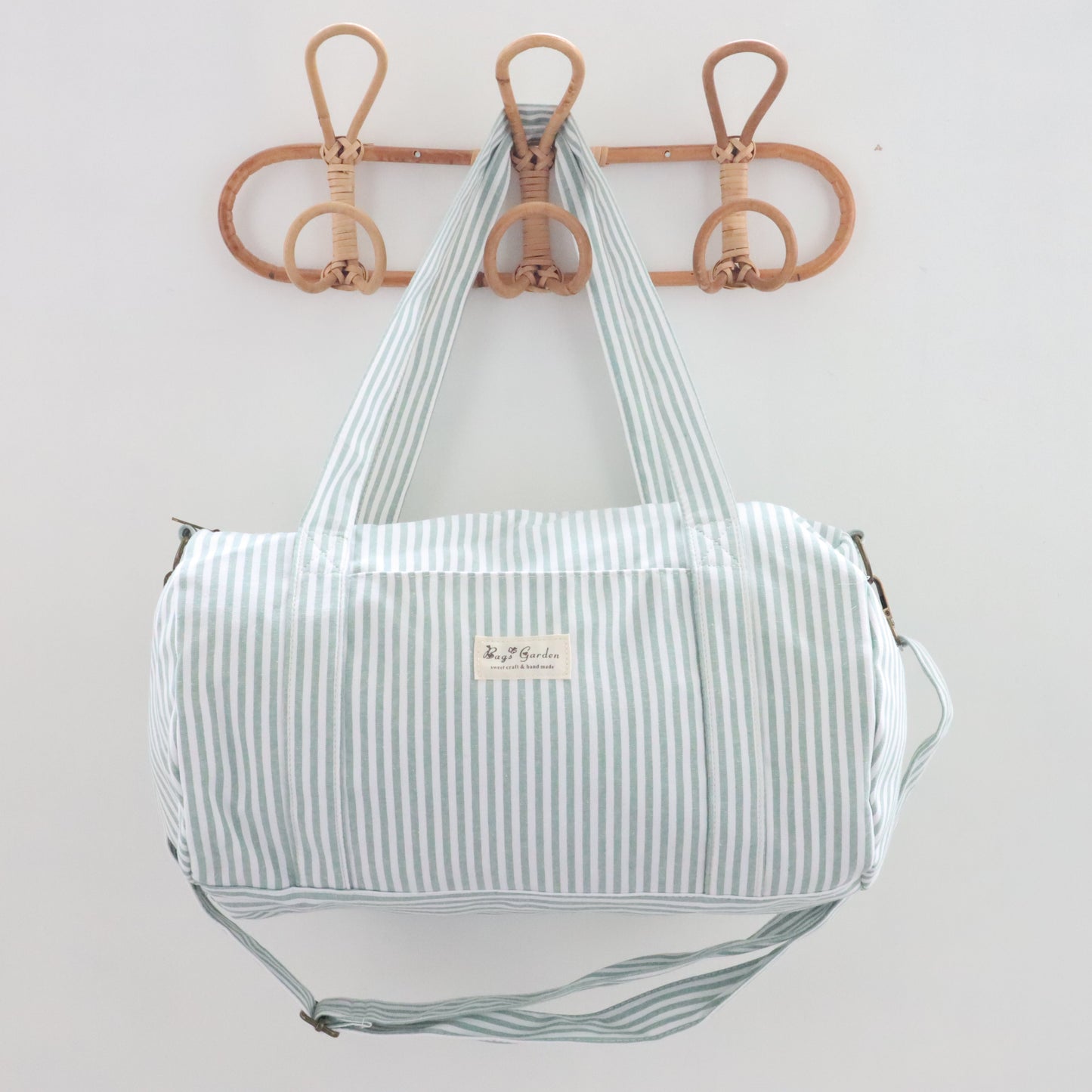 Bags Garden maleta Barrel algodón Raya ancha Mint Bags Garden Bags Garden