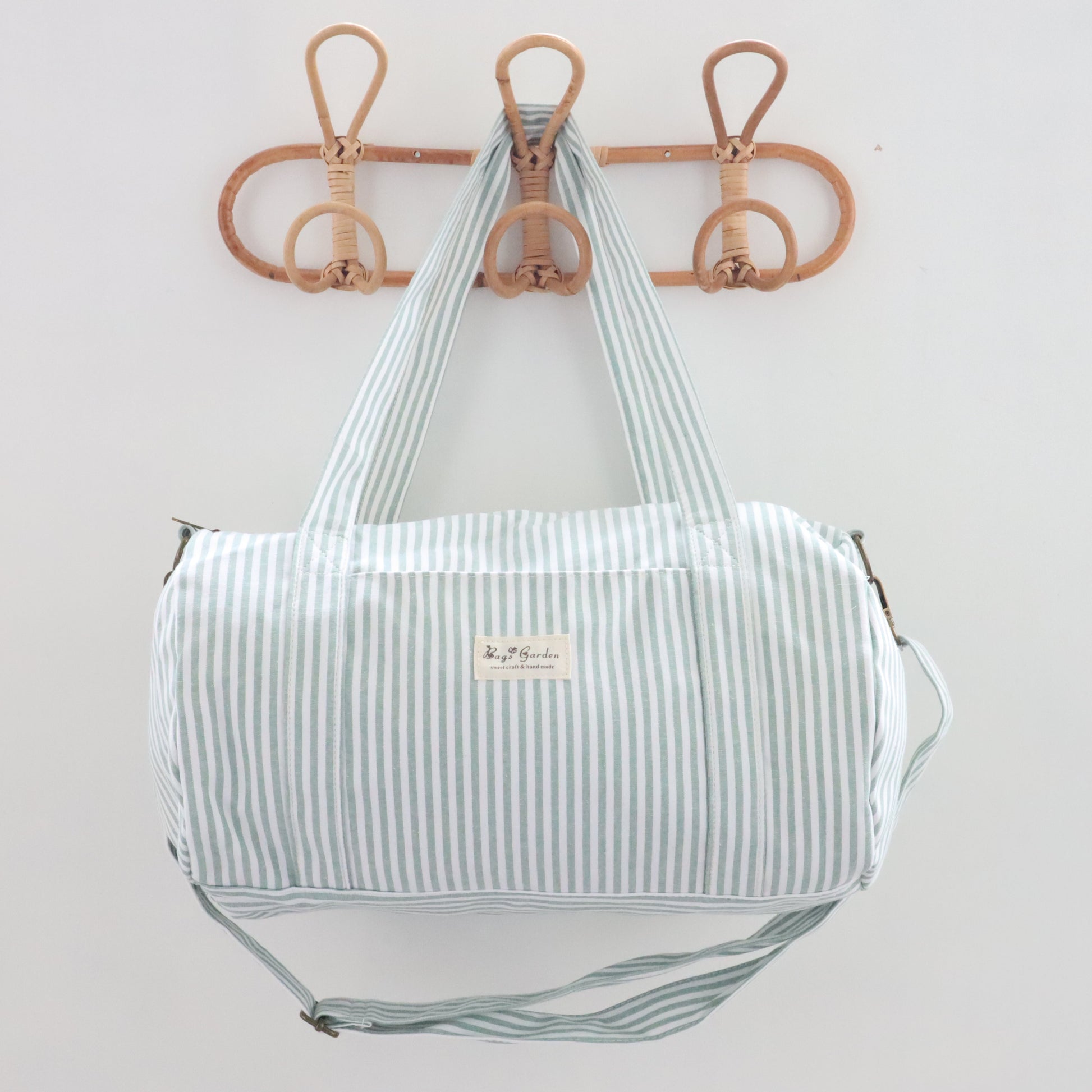 Bags Garden maleta Barrel algodón Raya ancha Mint Bags Garden Bags Garden