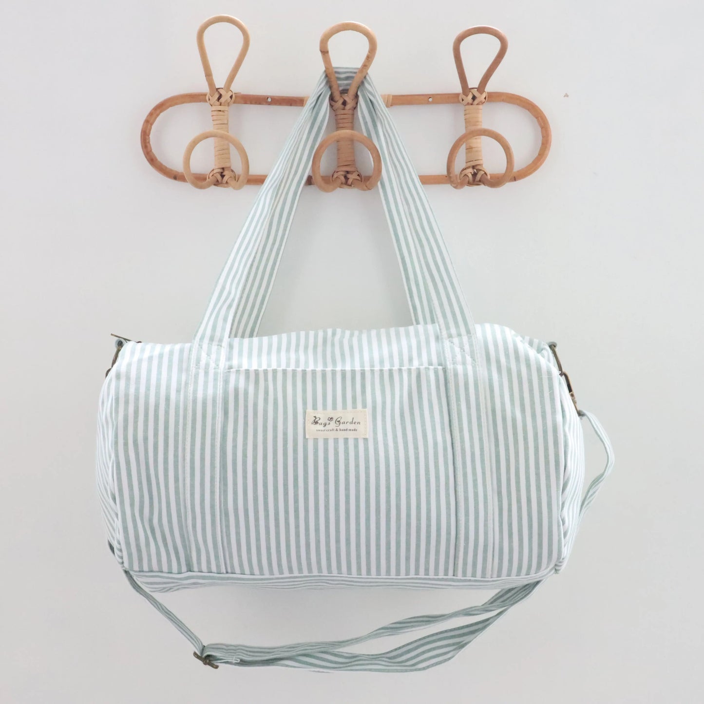Bags Garden maleta Barrel algodón Raya ancha Mint Bags Garden Bags Garden