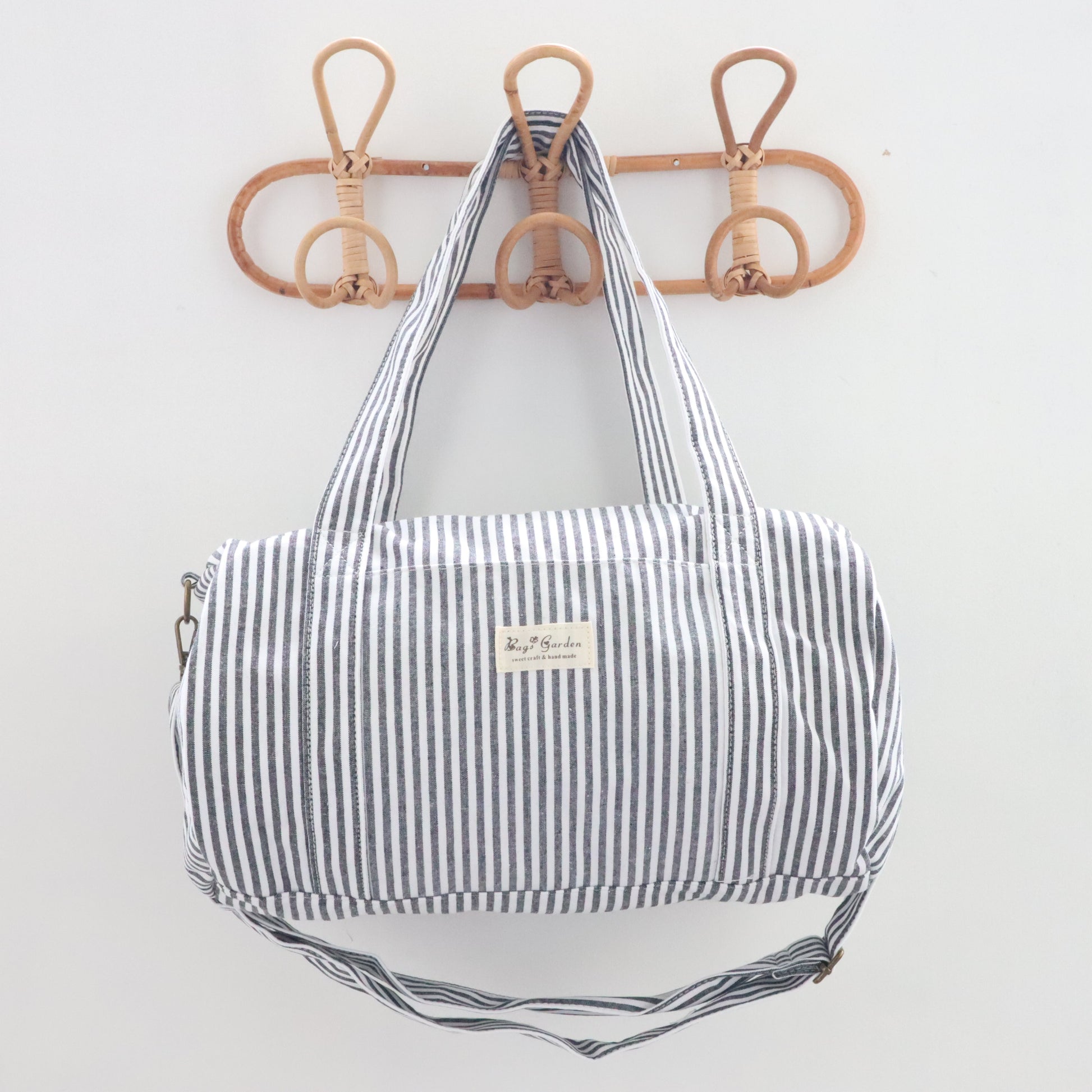 Bags Garden maleta Barrel algodón Raya ancha Negro Bags Garden Bags Garden