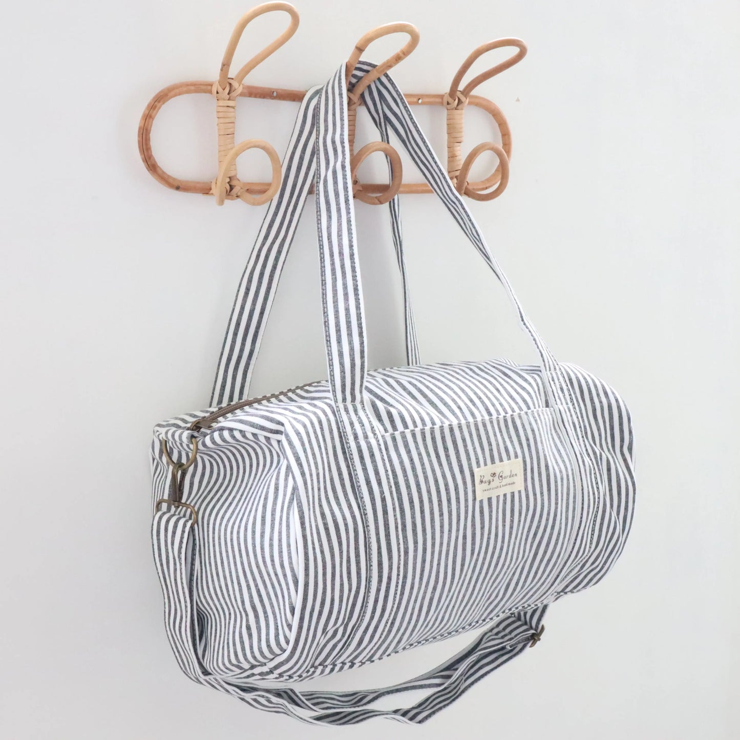 Bags Garden maleta Barrel algodón Raya ancha Negro Bags Garden Bags Garden