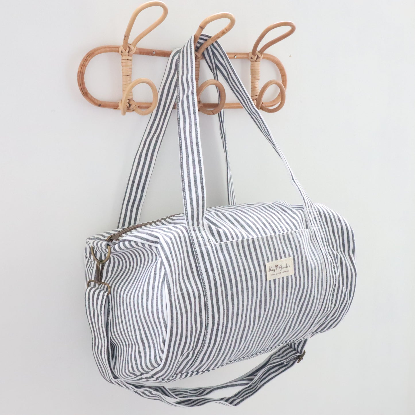 Bags Garden maleta Barrel algodón Raya ancha Negro Bags Garden Bags Garden