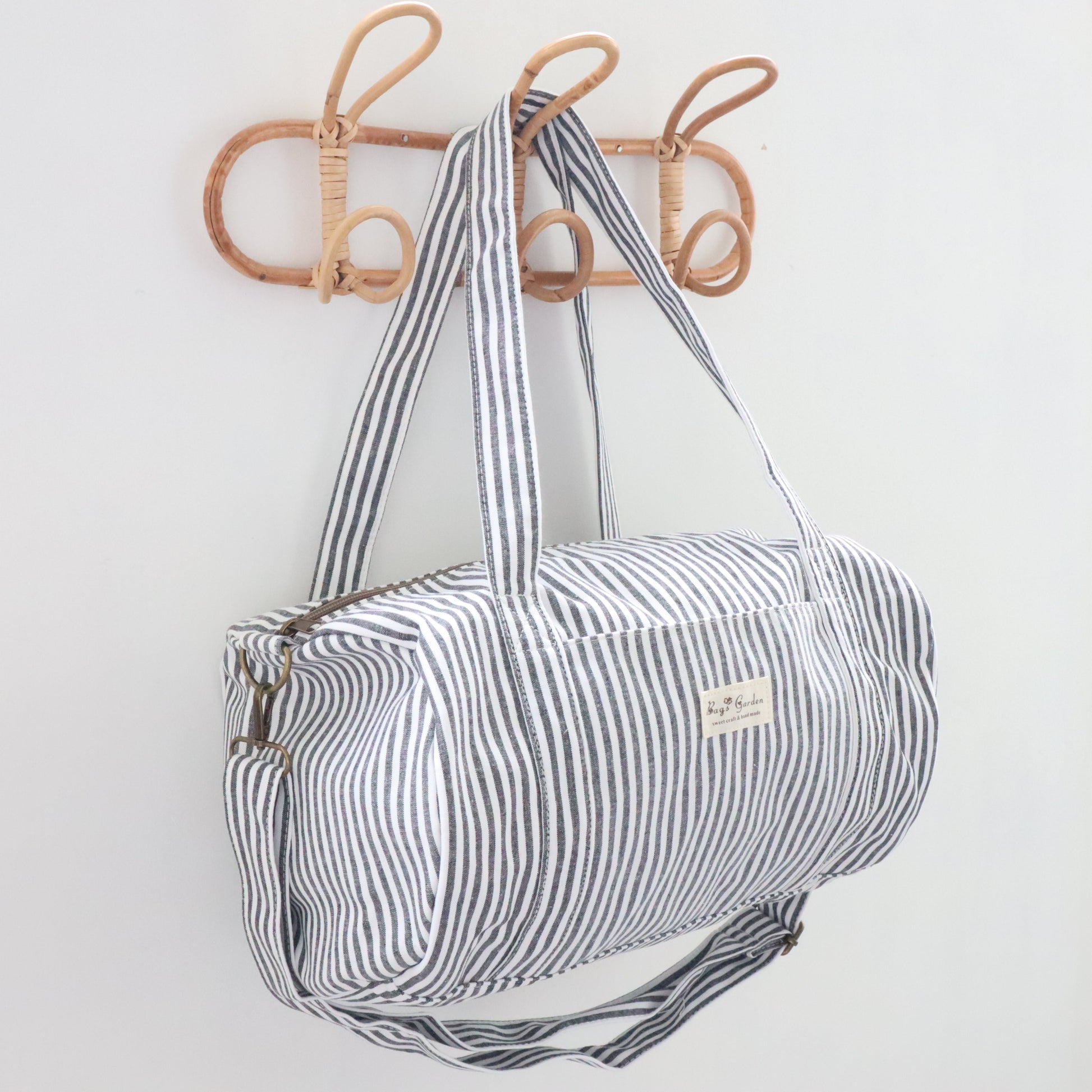 Bags Garden maleta Barrel algodón Raya ancha Negro Bags Garden Bags Garden