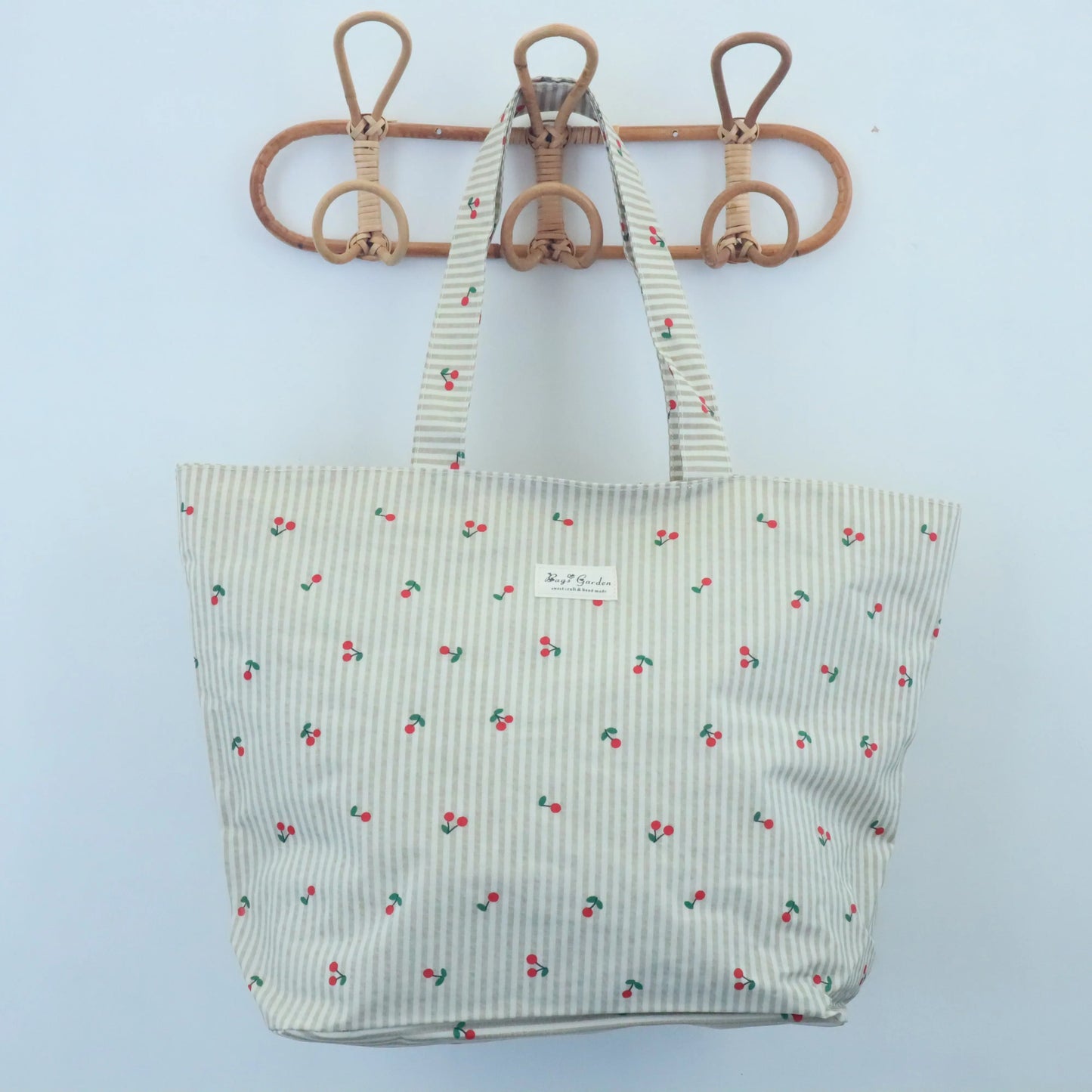 Bolsa de playa ligera impermeable cerezas beige Bags Garden