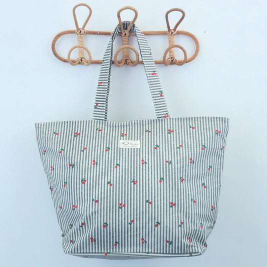 Bolsa de playa ligera impermeable cerezas gris Bags Garden