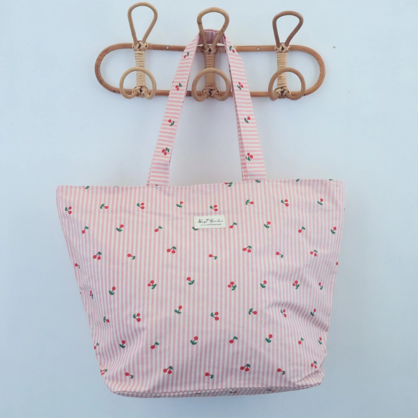 Bolsa de playa ligera impermeable cerezas rosa Bags Garden