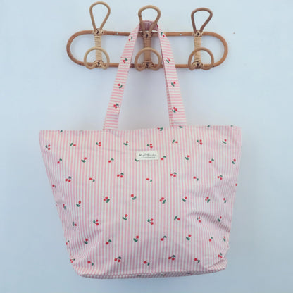 Bolsa de playa ligera impermeable cerezas rosa Bags Garden