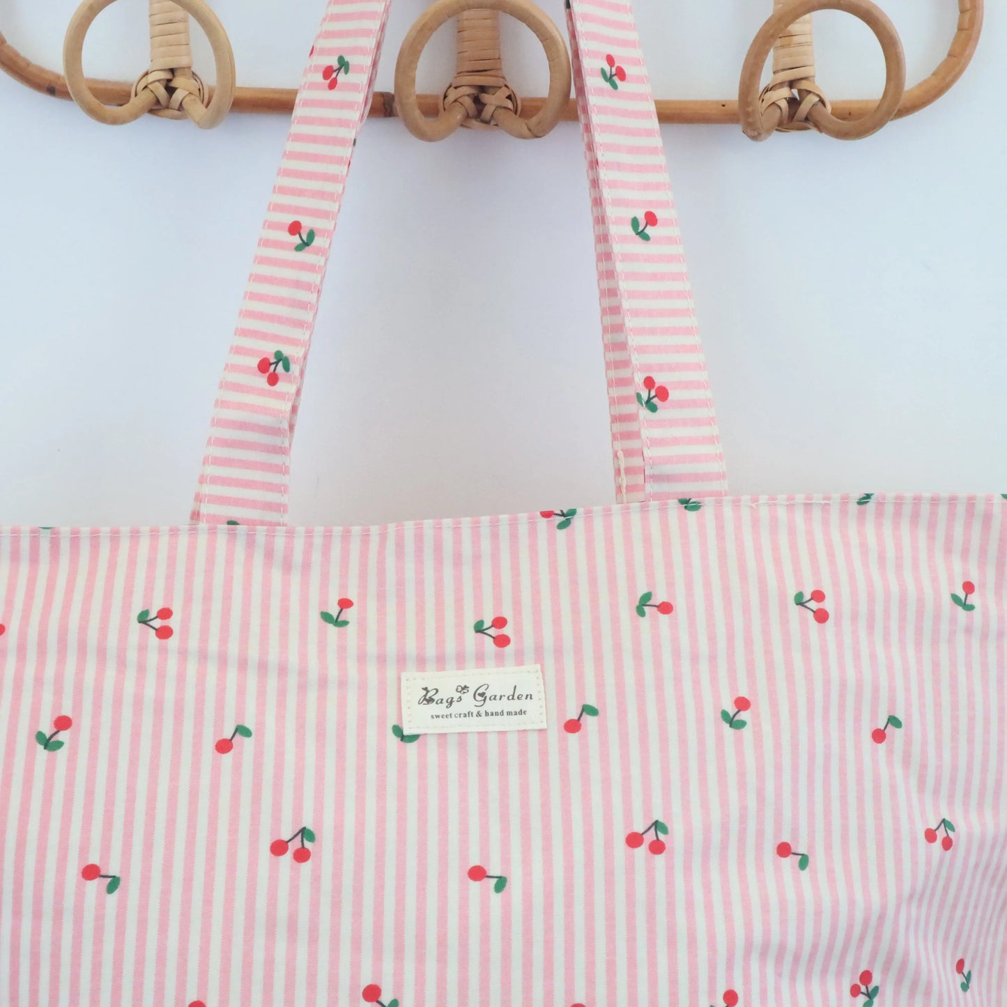 Bolsa de playa ligera impermeable cerezas rosa Bags Garden