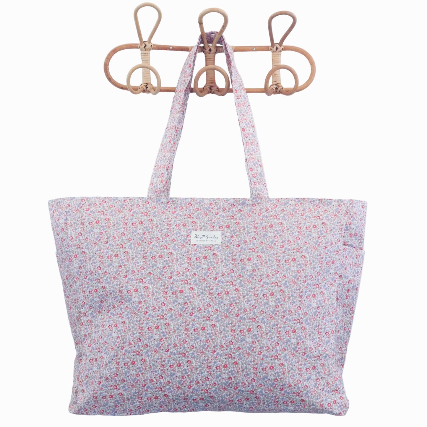 Bags Garden bolso de playa Bolso de Playa Impermeable con Bolsillos Floral Frambuesa – Bags Garden Bags Garden