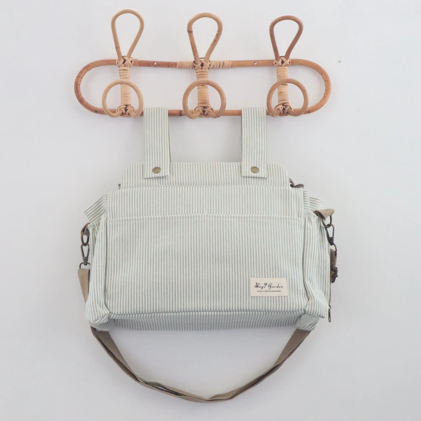 Bags Garden bolso de carrito Bolso de carrito algodón Rayas Mint Bags Garden Bags Garden