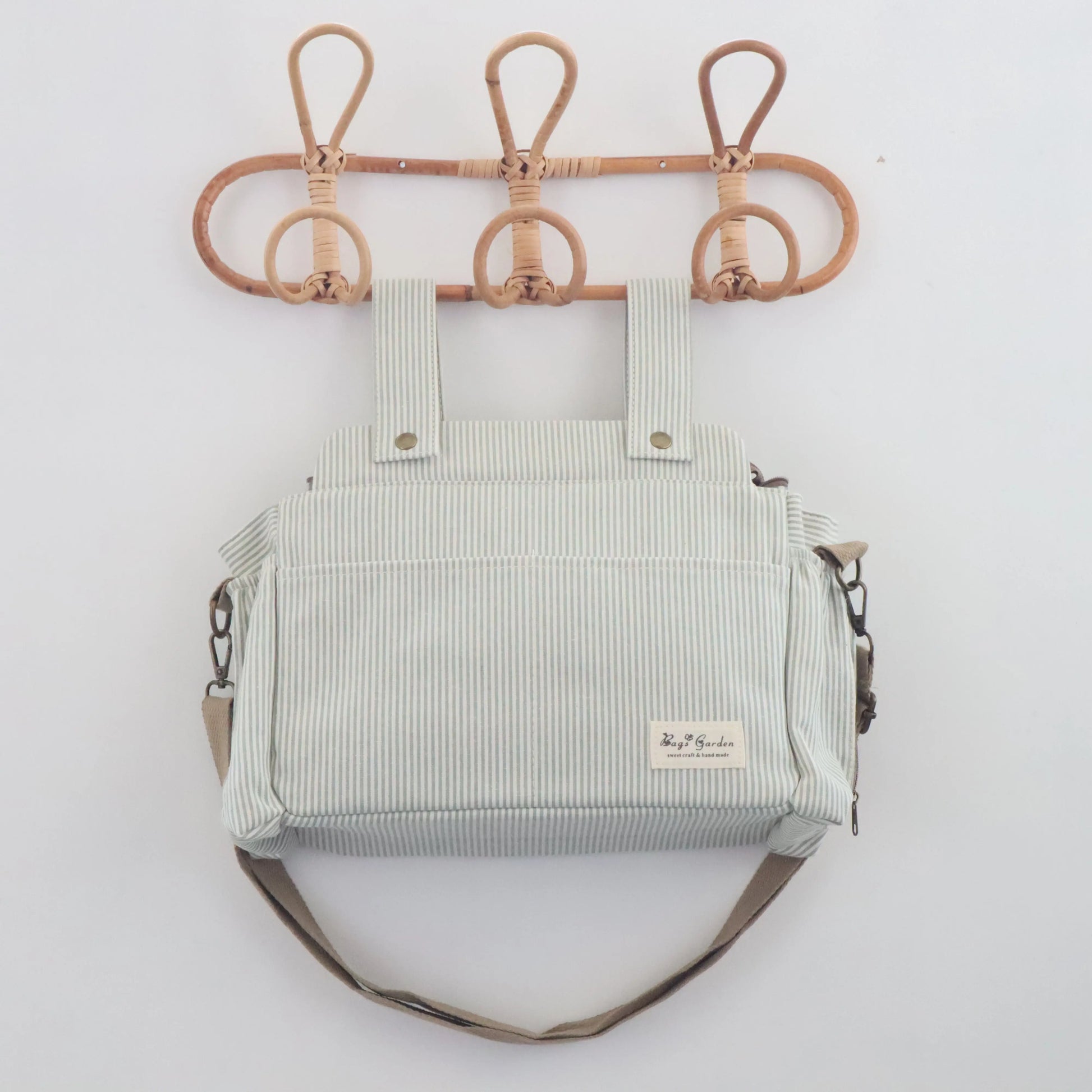 Bags Garden bolso de carrito Bolso de carrito algodón Rayas Mint Bags Garden Bags Garden