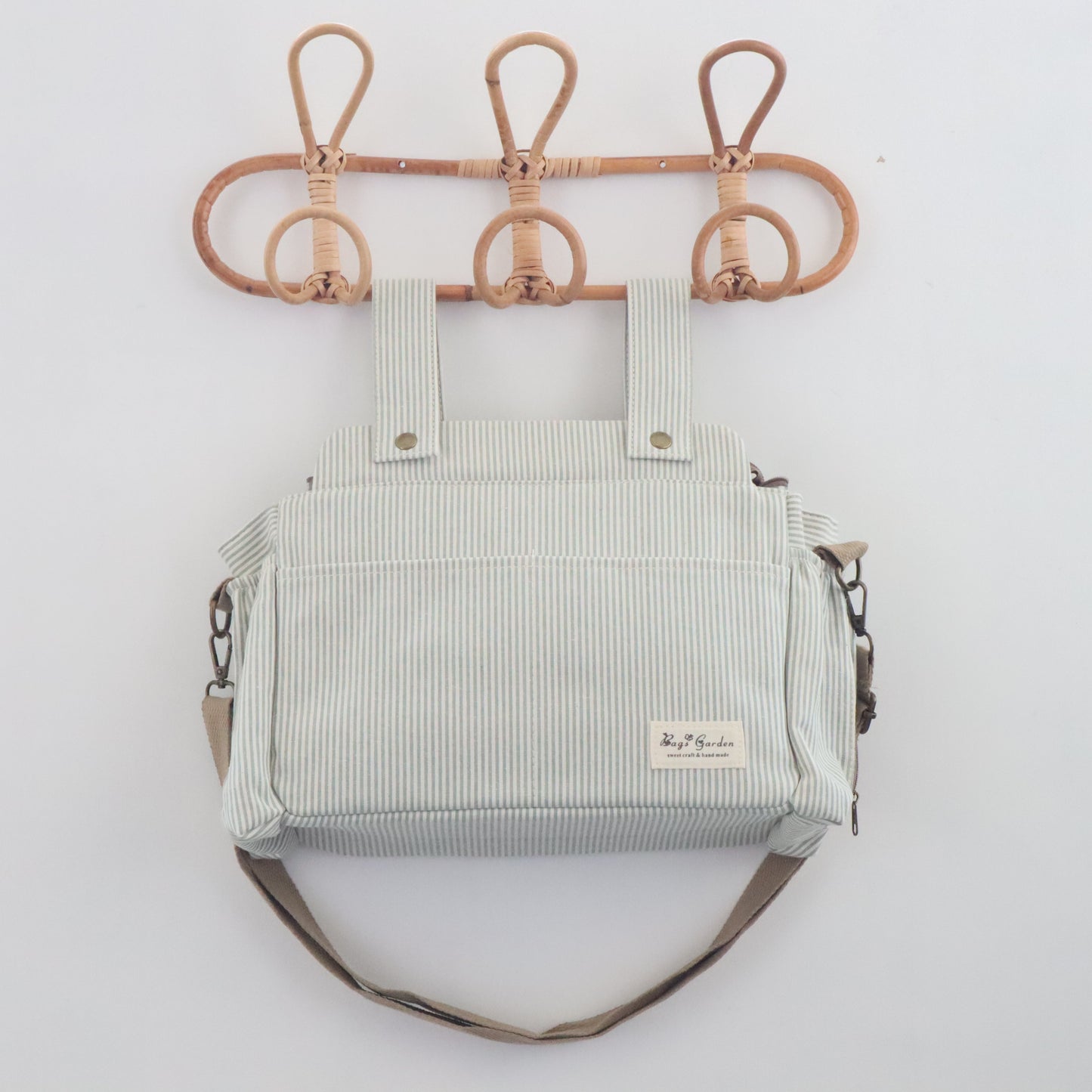 Bags Garden bolso de carrito Bolso de carrito algodón Rayas Mint Bags Garden Bags Garden