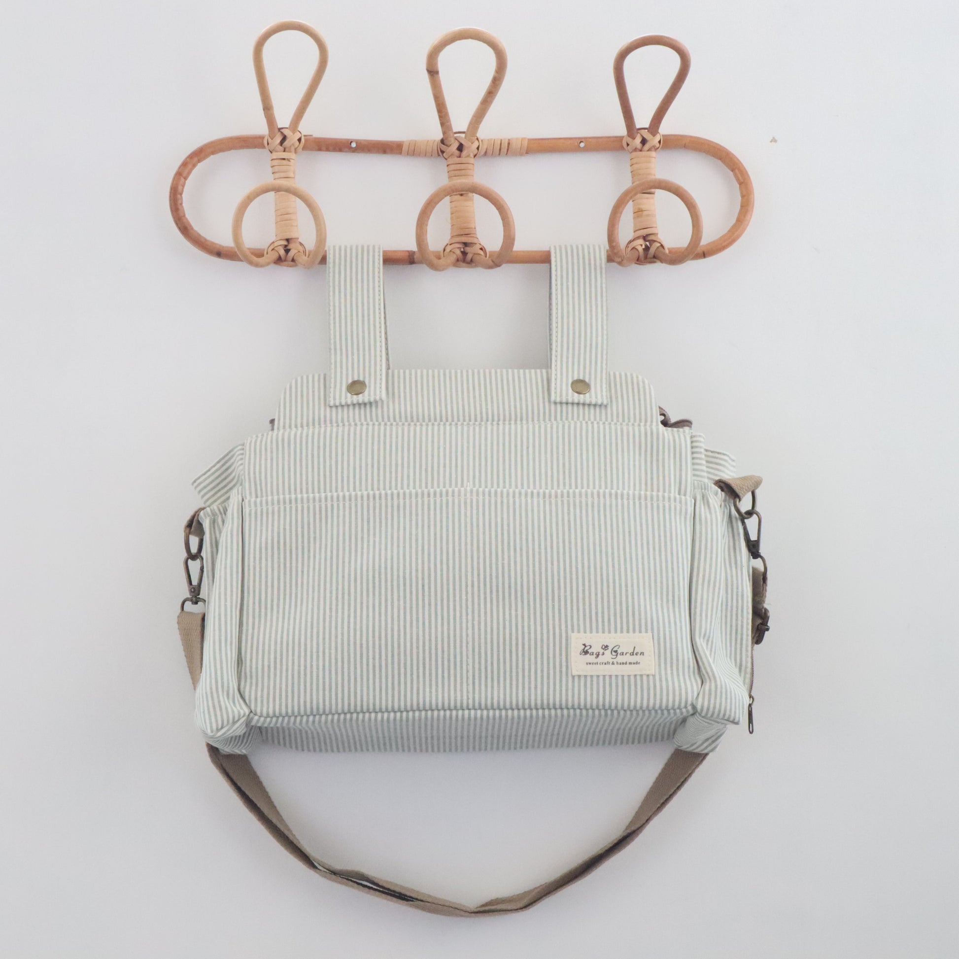 Bags Garden bolso de carrito Bolso de carrito algodón Rayas Mint Bags Garden Bags Garden