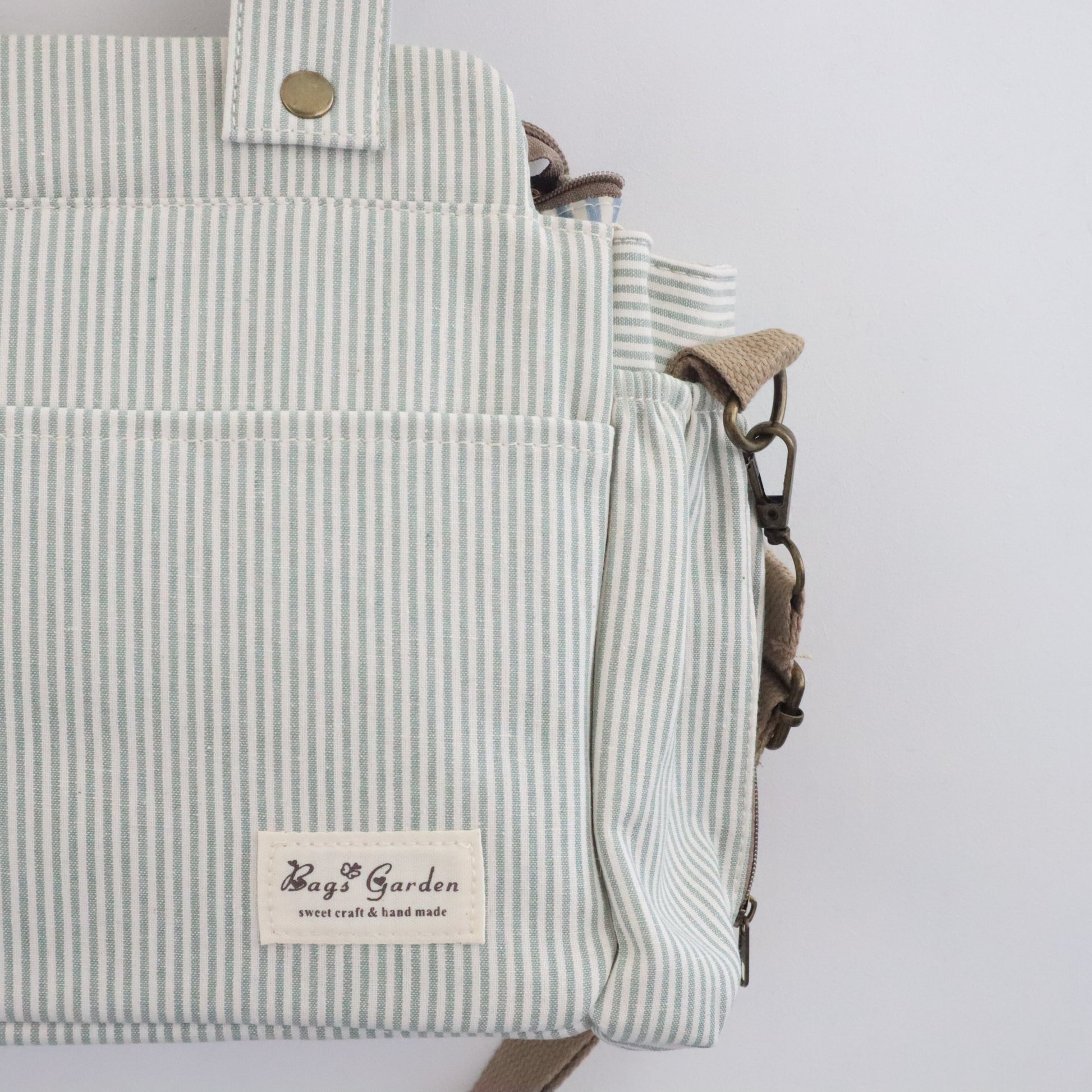 Bags Garden bolso de carrito Bolso de carrito algodón Rayas Mint Bags Garden Bags Garden