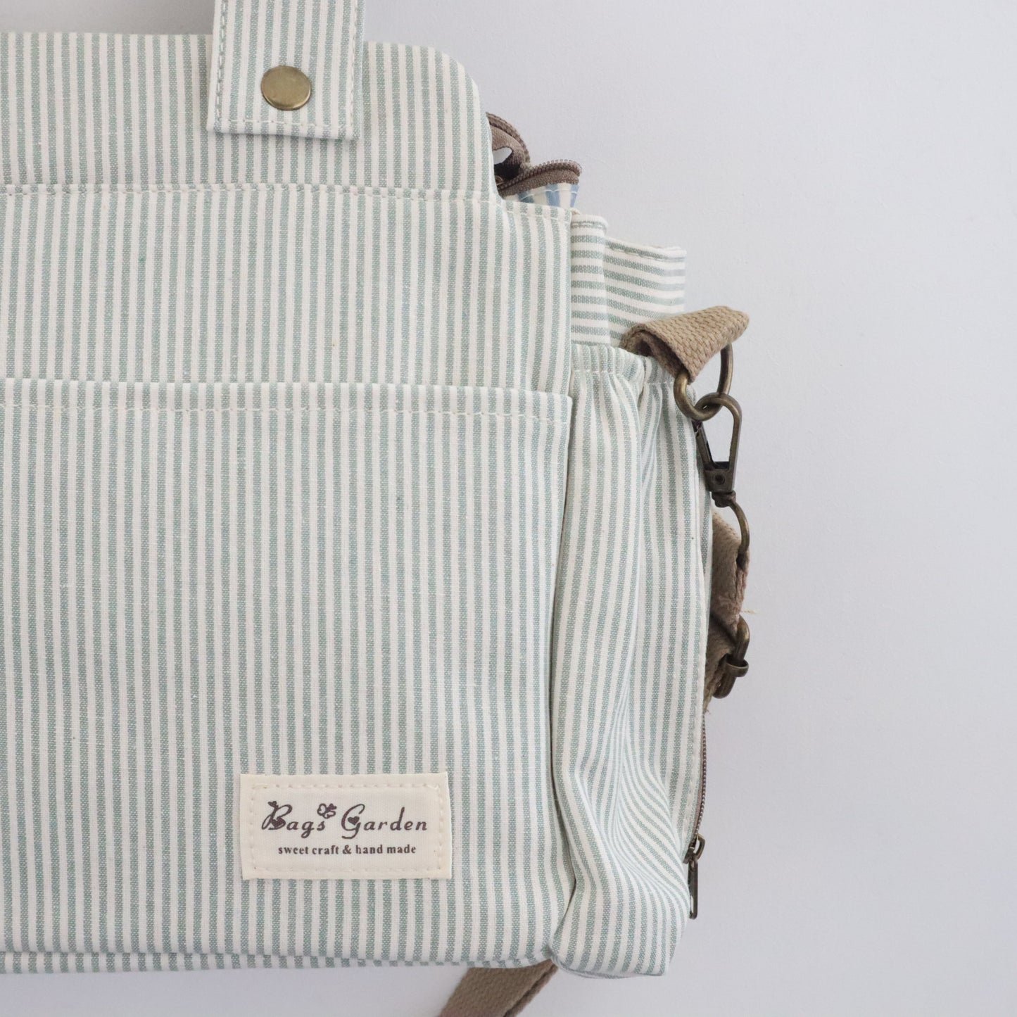 Bags Garden bolso de carrito Bolso de carrito algodón Rayas Mint Bags Garden Bags Garden