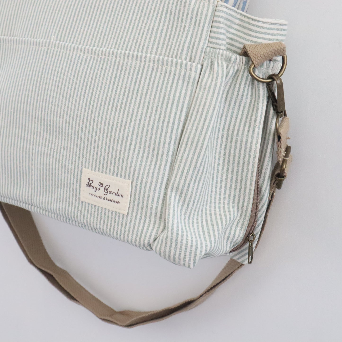 Bags Garden bolso de carrito Bolso de carrito algodón Rayas Mint Bags Garden Bags Garden