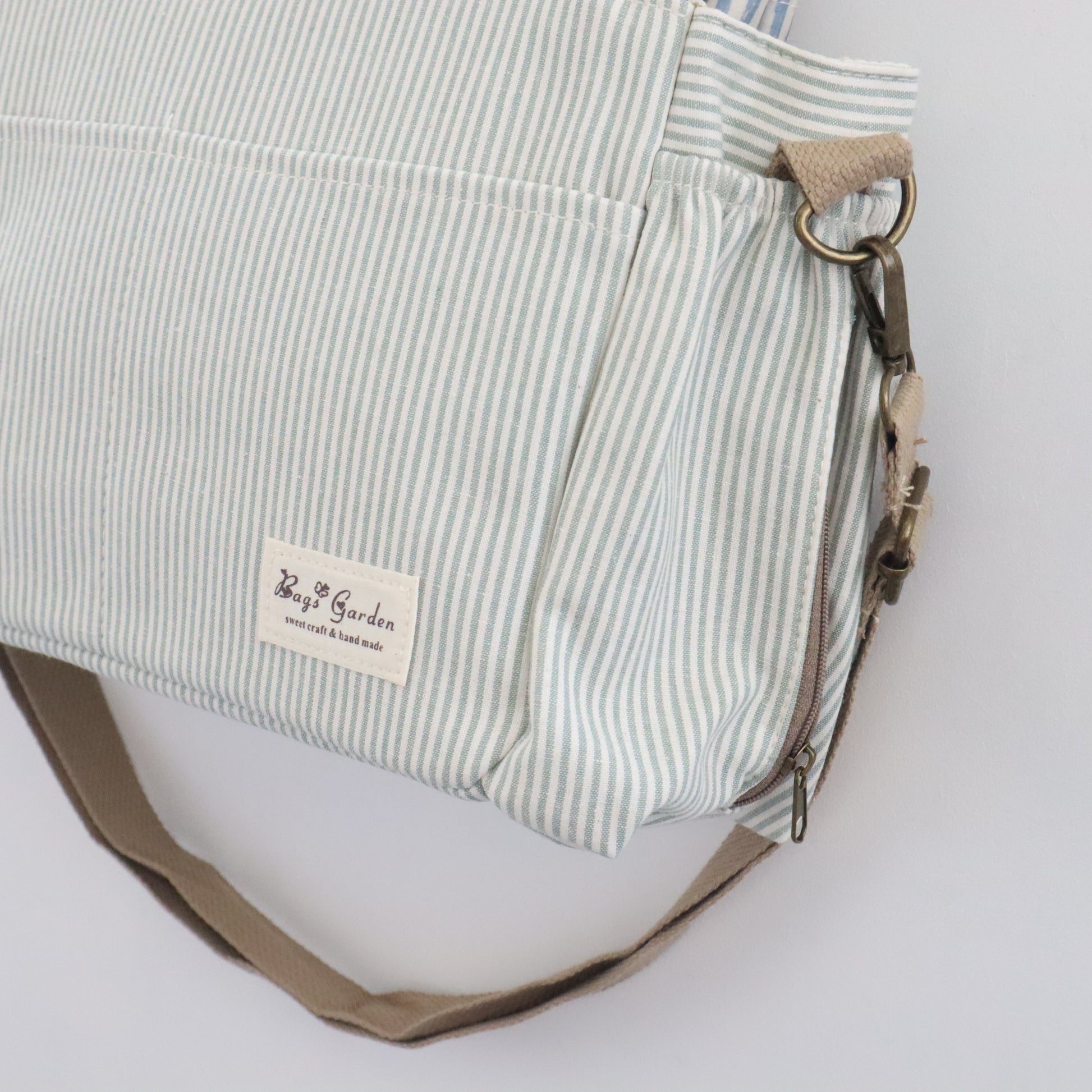 Bags Garden bolso de carrito Bolso de carrito algodón Rayas Mint Bags Garden Bags Garden