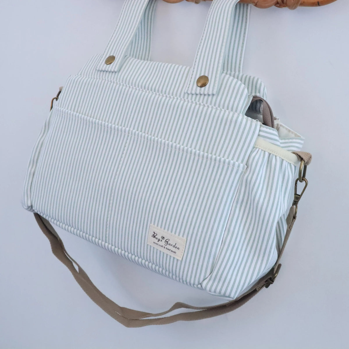 Bolso de carrito algodón Rayas Mint Bags Garden