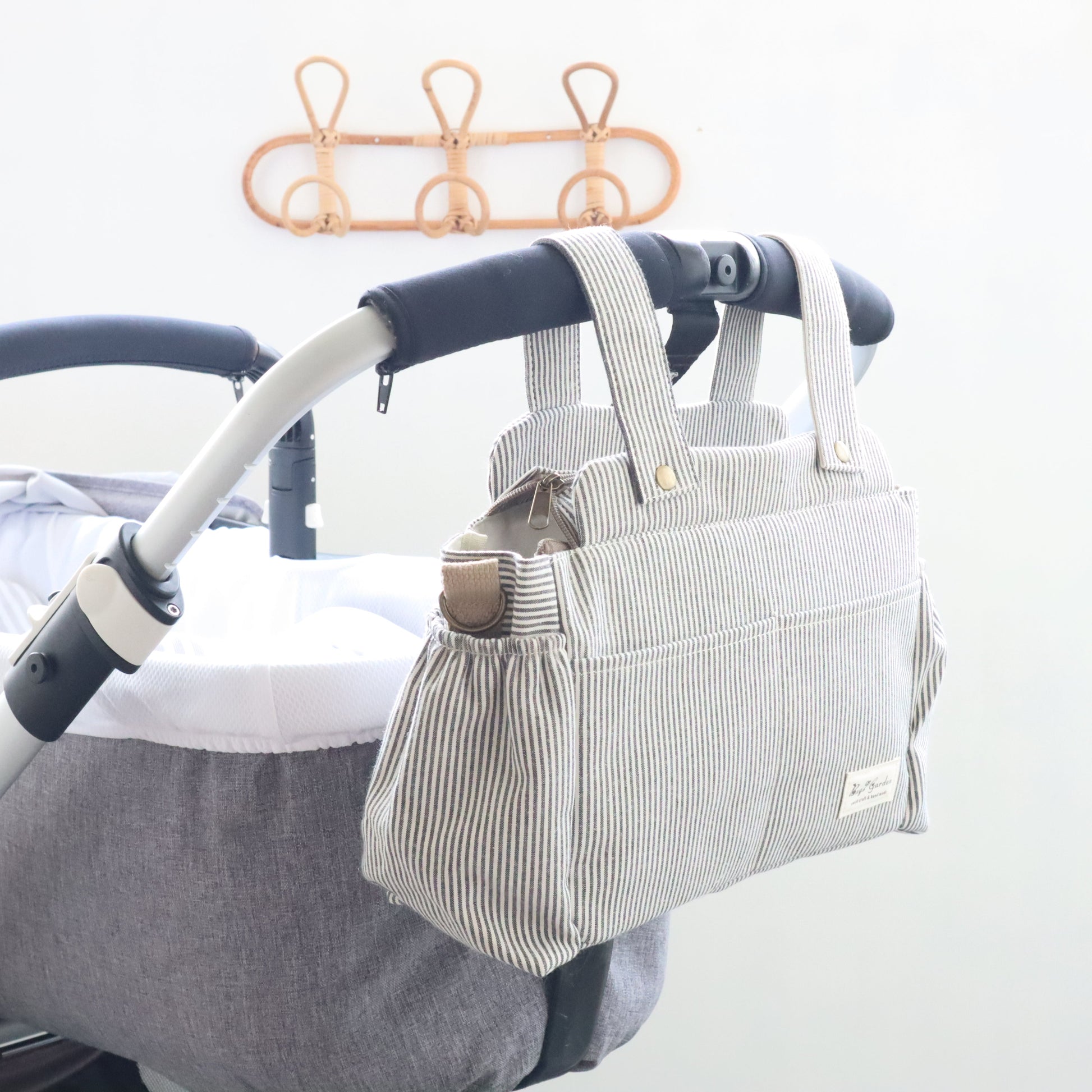 Bags Garden bolso de carrito Bolso de carrito algodón Rayas Negro Bags Garden Bags Garden