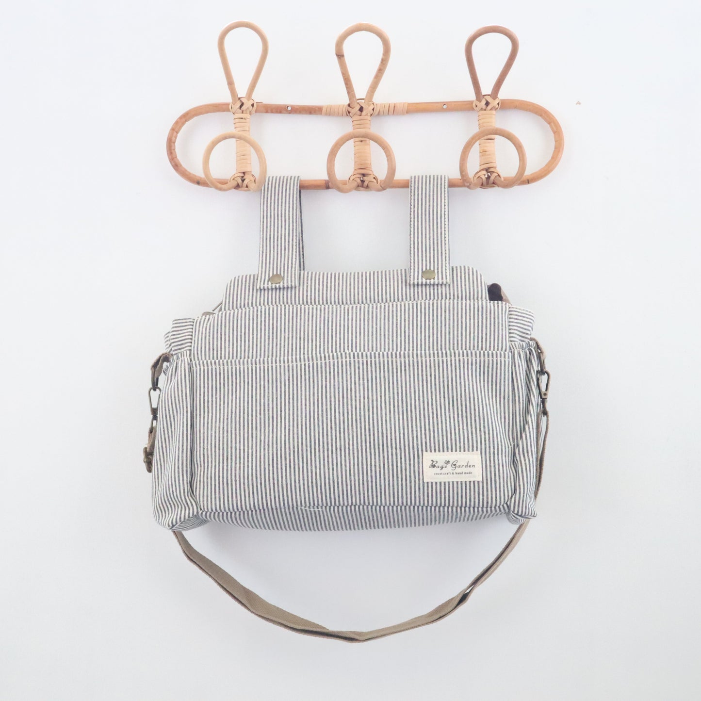 Bags Garden bolso de carrito Bolso de carrito algodón Rayas Negro Bags Garden Bags Garden