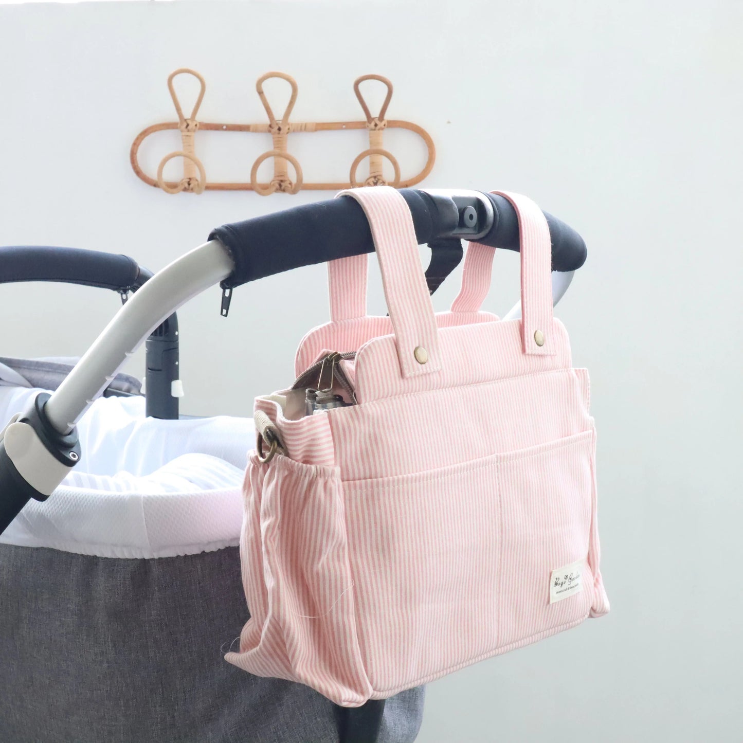 Bags Garden bolso de carrito Bolso de carrito algodón Rayas Rosa Bags Garden Bags Garden