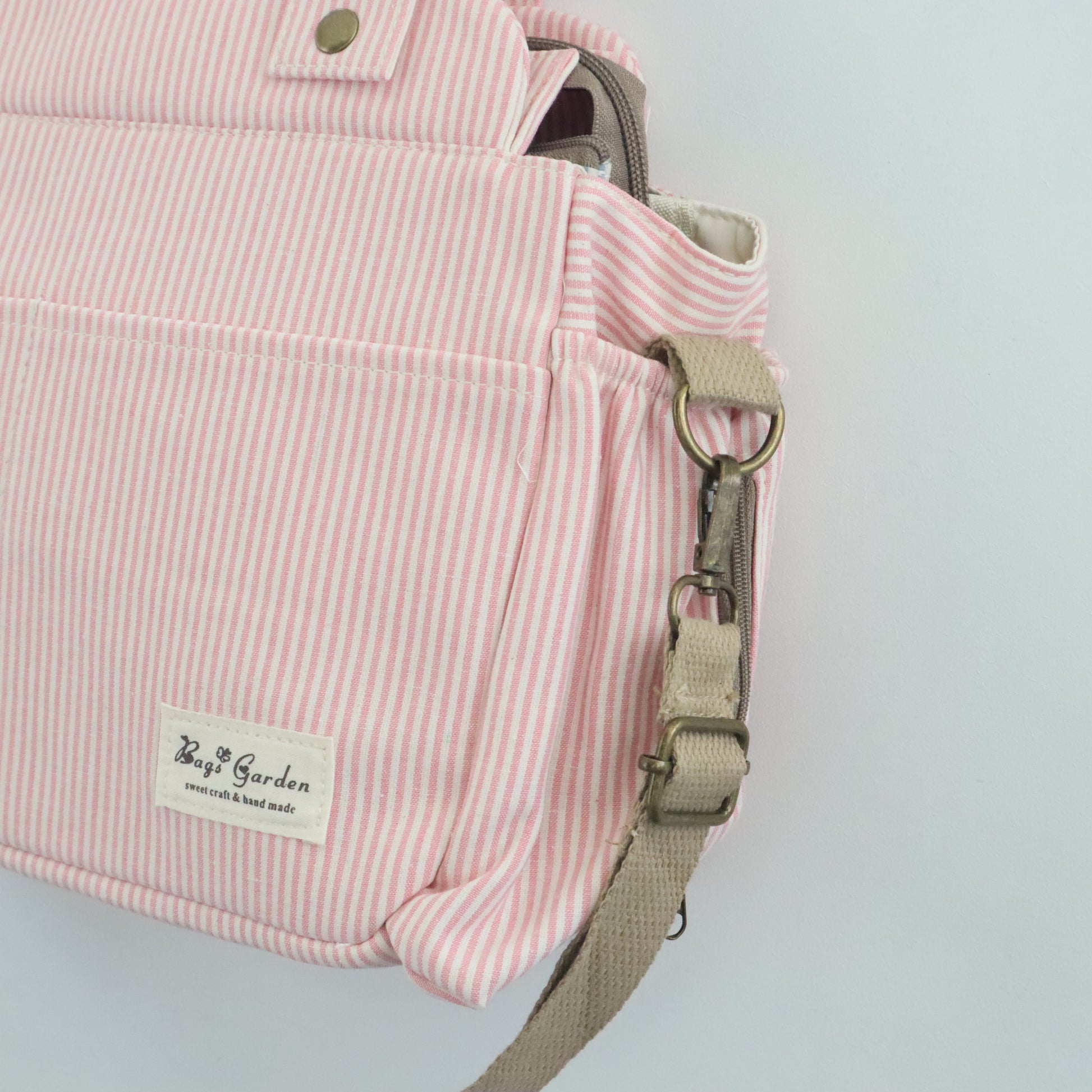 Bags Garden bolso de carrito Bolso de carrito algodón Rayas Rosa Bags Garden Bags Garden
