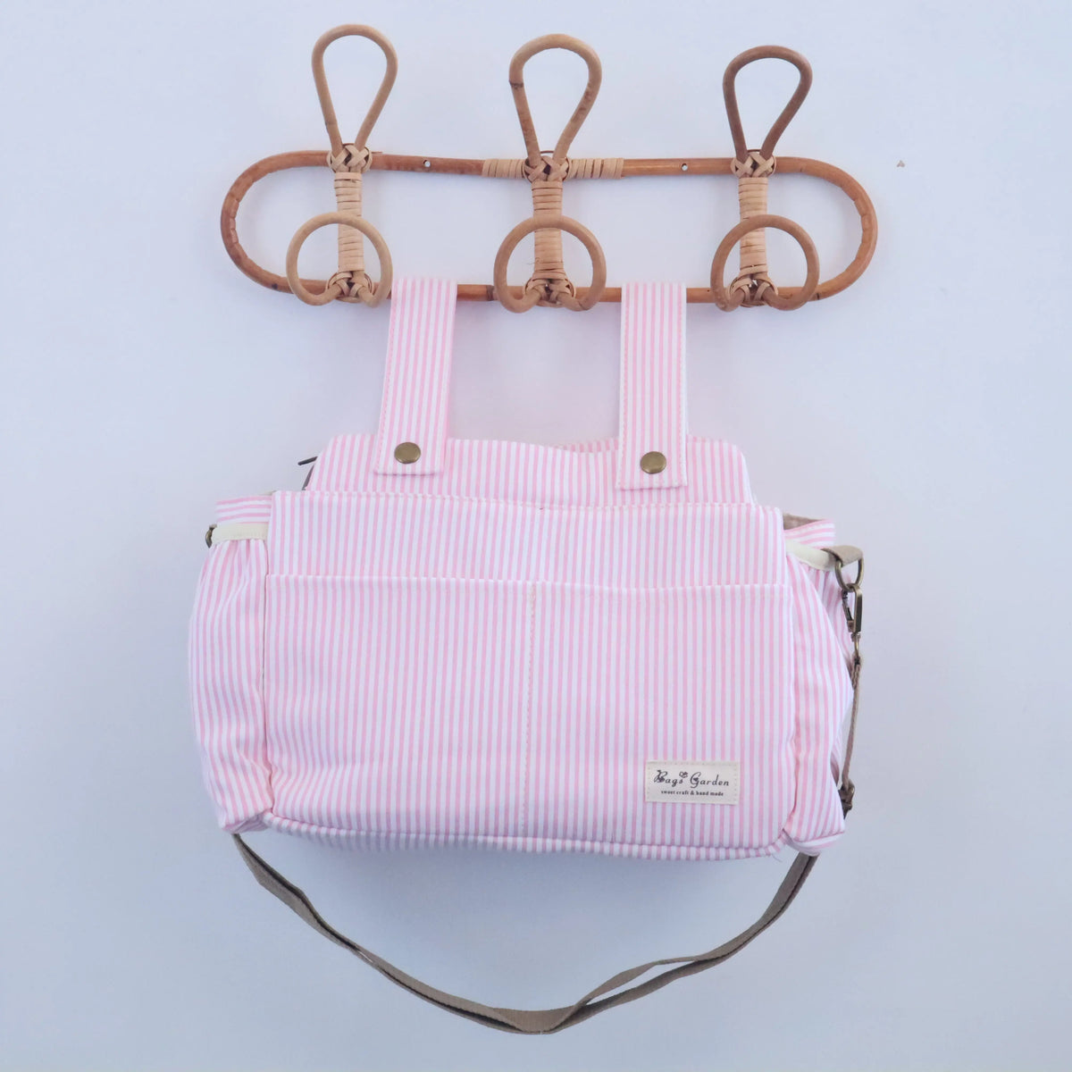 Bolso de carrito algodón Rayas Rosa Bags Garden