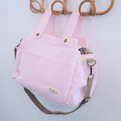 Bolso de carrito algodón Rayas Rosa Bags Garden