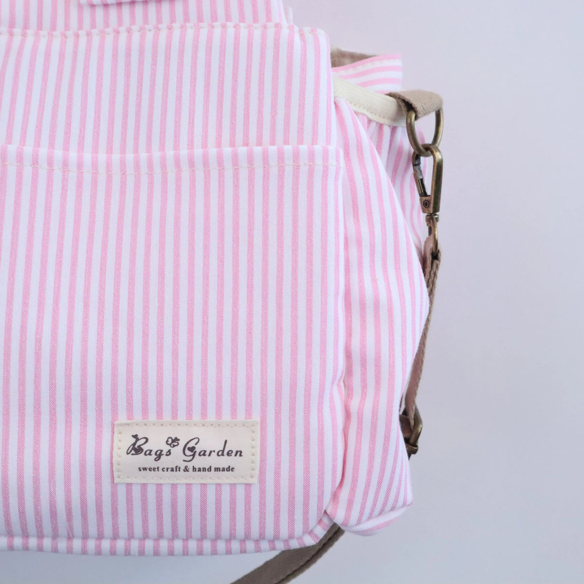 Bolso de carrito algodón Rayas Rosa Bags Garden