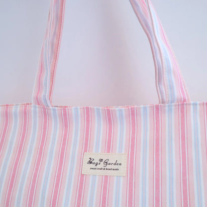 Bags Garden tote bag Bolso de playa de algodon Rayas Pastel Rosa Bags Garden Bags Garden