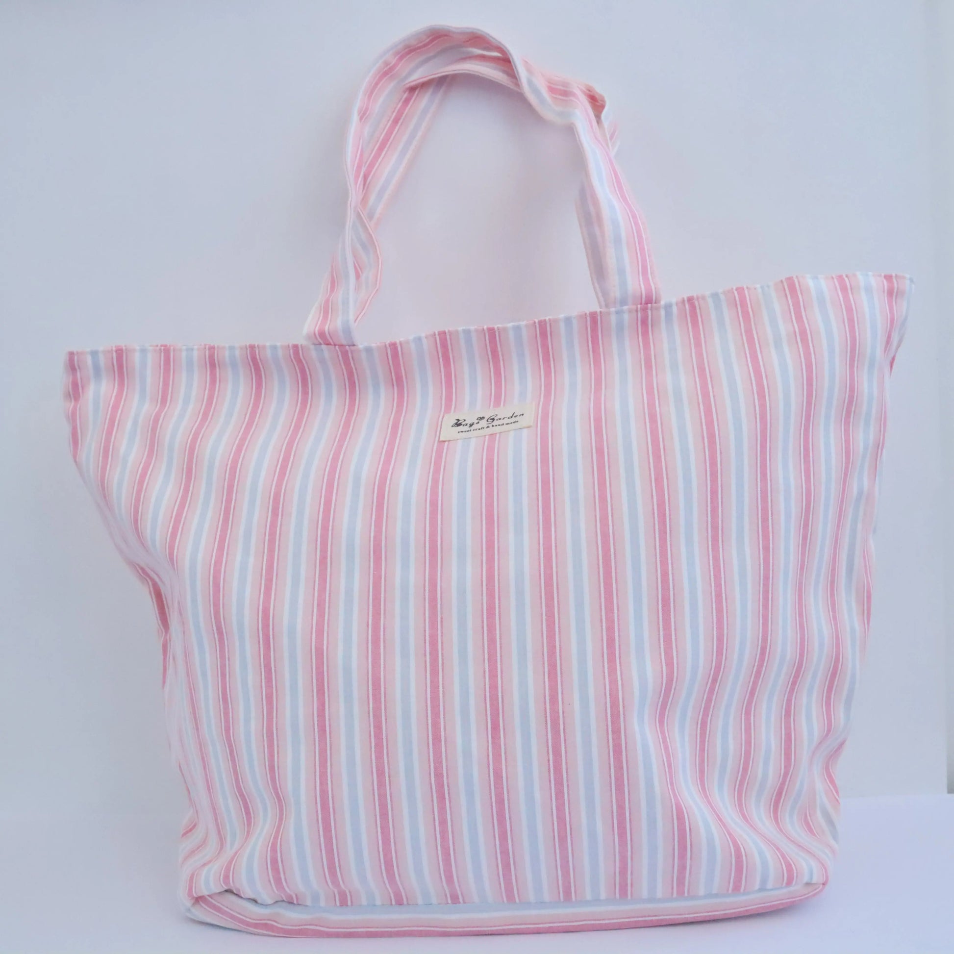 Bags Garden tote bag Bolso de playa de algodon Rayas Pastel Rosa Bags Garden Bags Garden