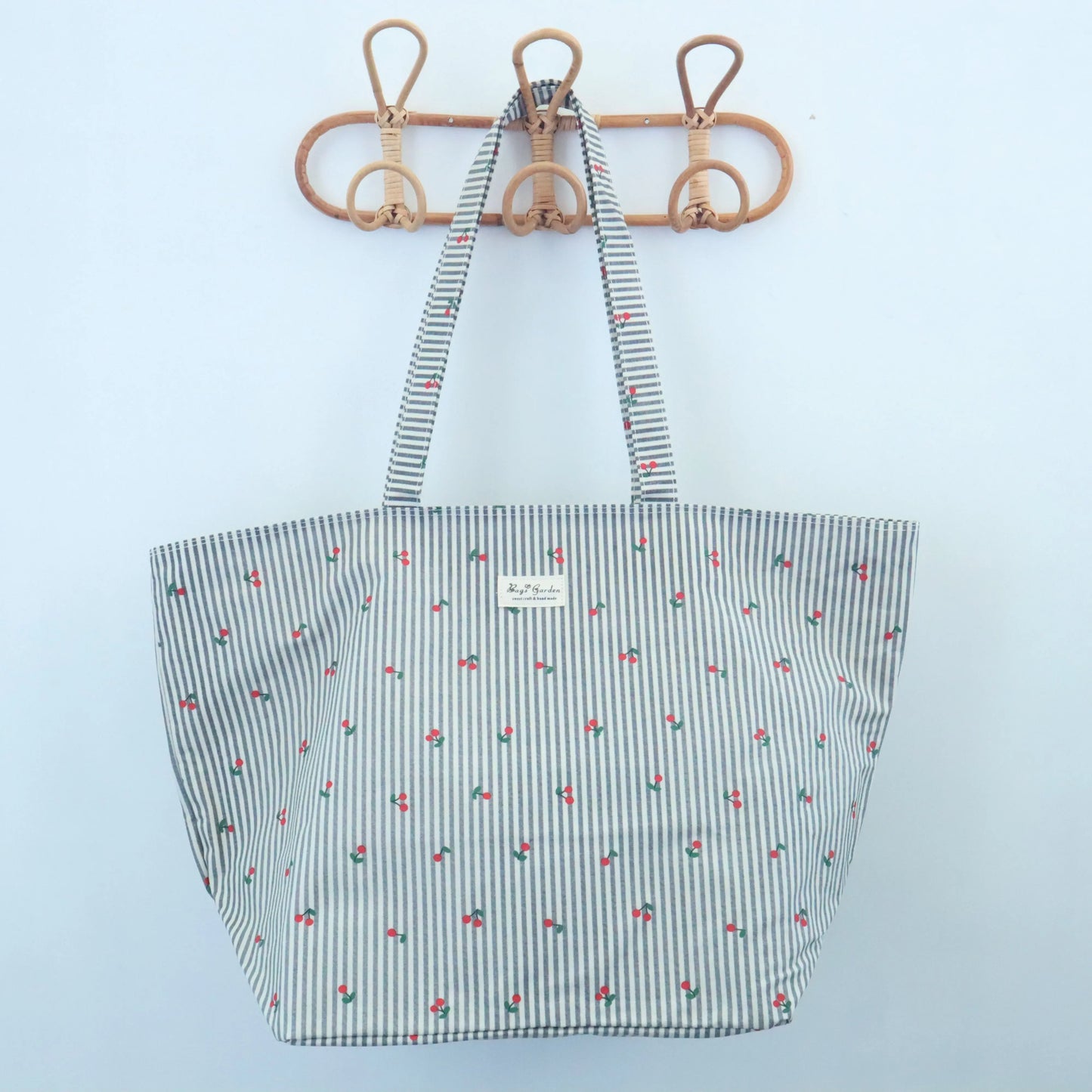 Bolso de playa impermeable Cerezas raya gris Bags Garden