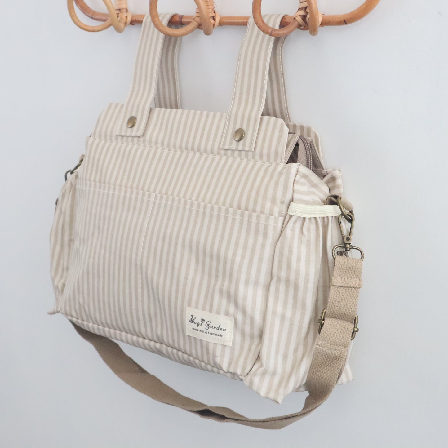 Bags Garden bolso de carrito Bolso organizador de carrito impermeable Rayas Beige Bags Garden Bags Garden