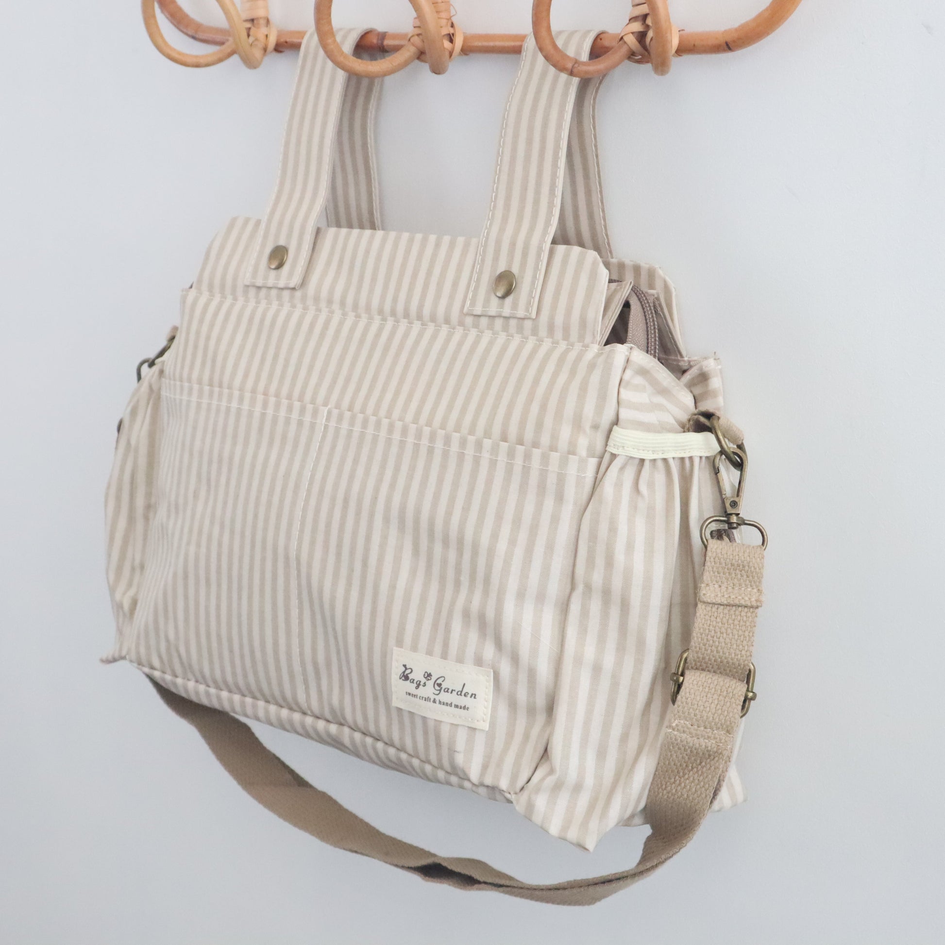 Bags Garden bolso de carrito Bolso organizador de carrito impermeable Rayas Beige Bags Garden Bags Garden