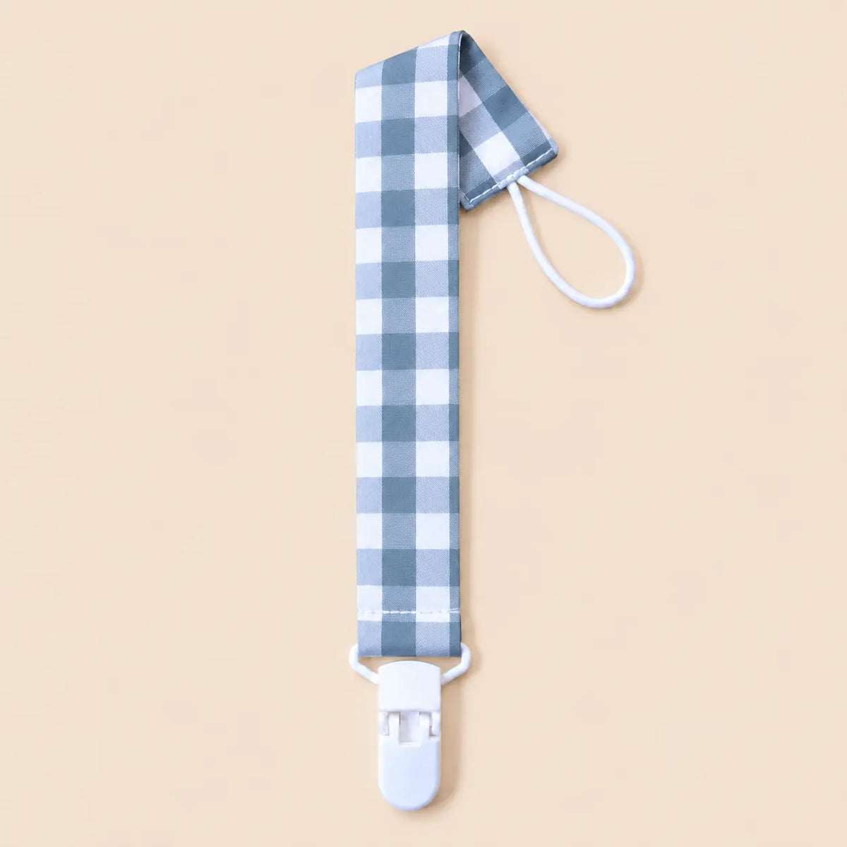 Chupetero de tela con pinza Vichy azul | BAPUM