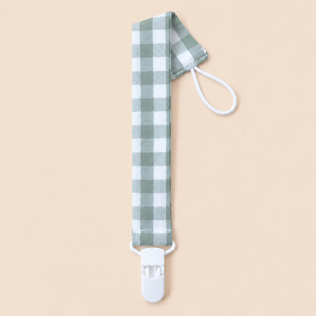 Chupetero de tela con pinza Vichy menta | BAPUM