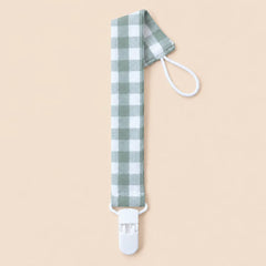 Chupetero de tela con pinza Vichy menta | BAPUM